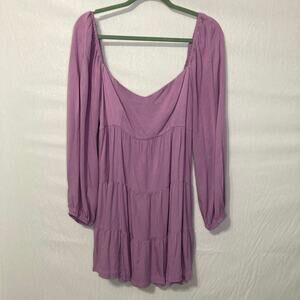 Shinestar Lavender Rayon Baby-Doll Dress Size XL Boho Cottagecore Mini